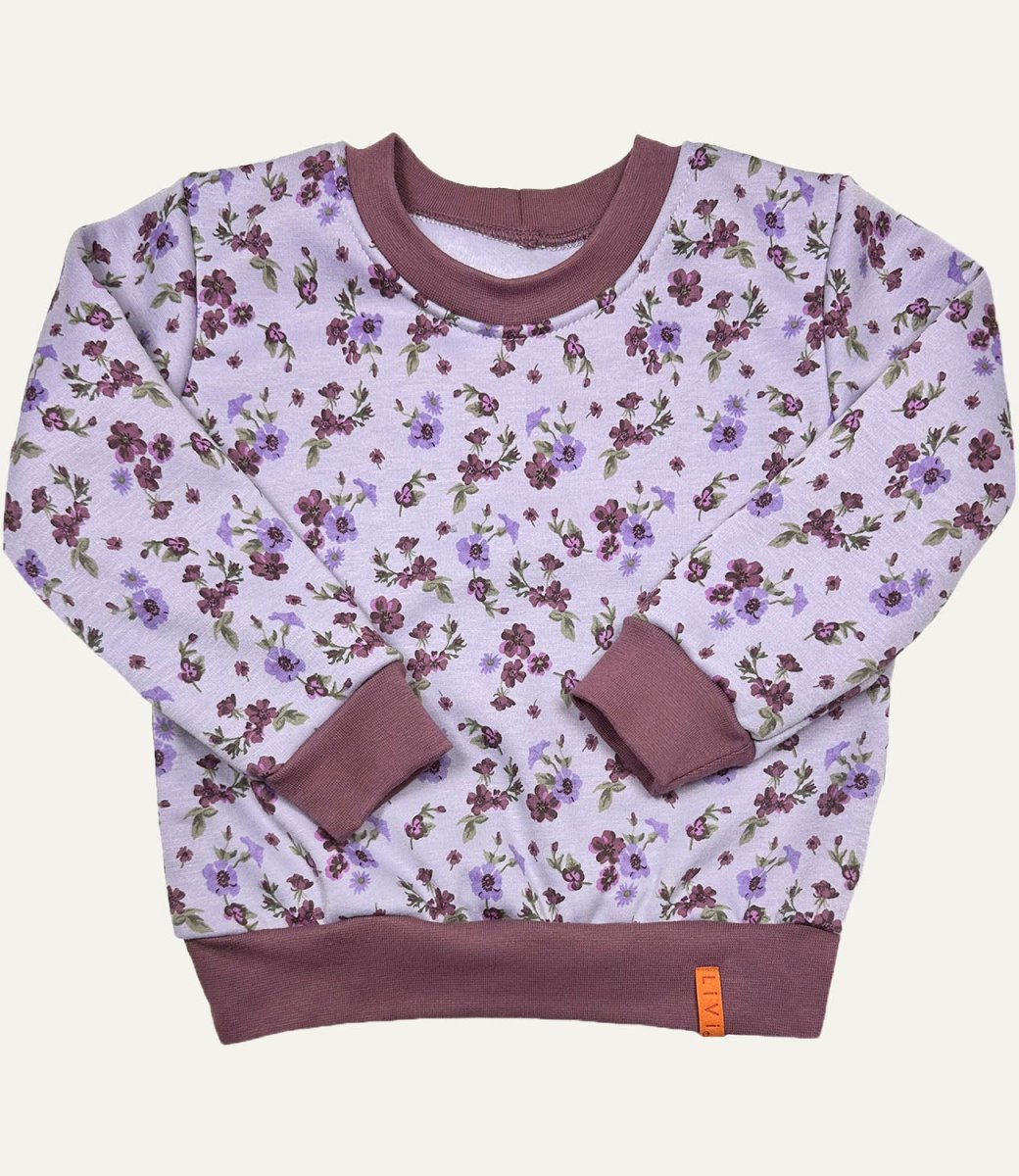 SWEATER FLEECE FLOWER LAVENDEL