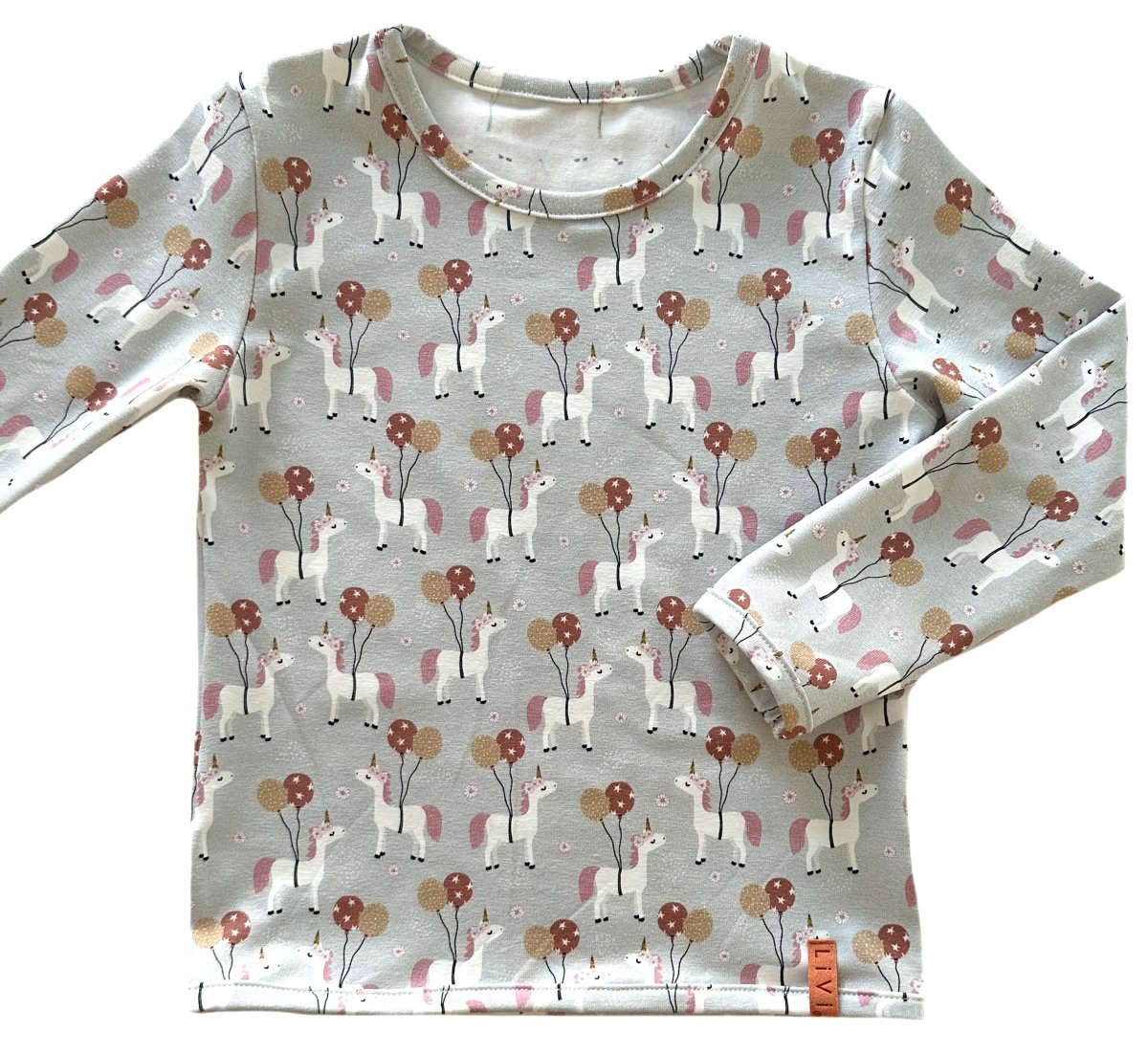 LANGARM SHIRT EINHORN silbergrau